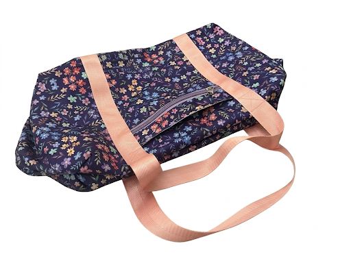 Violet Floral Blast Duffle Bag (pink straps)