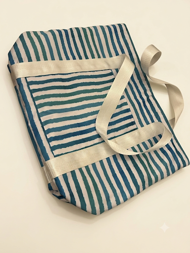 Ocean Blue Stripes Tote Bag