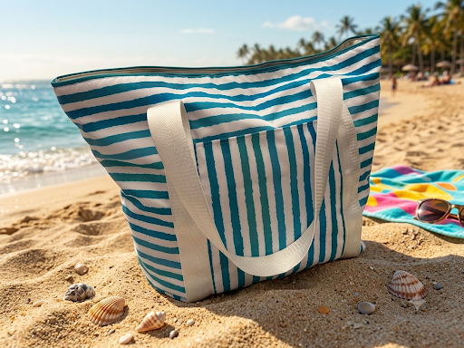 Ocean Blue Stripes Tote Bag