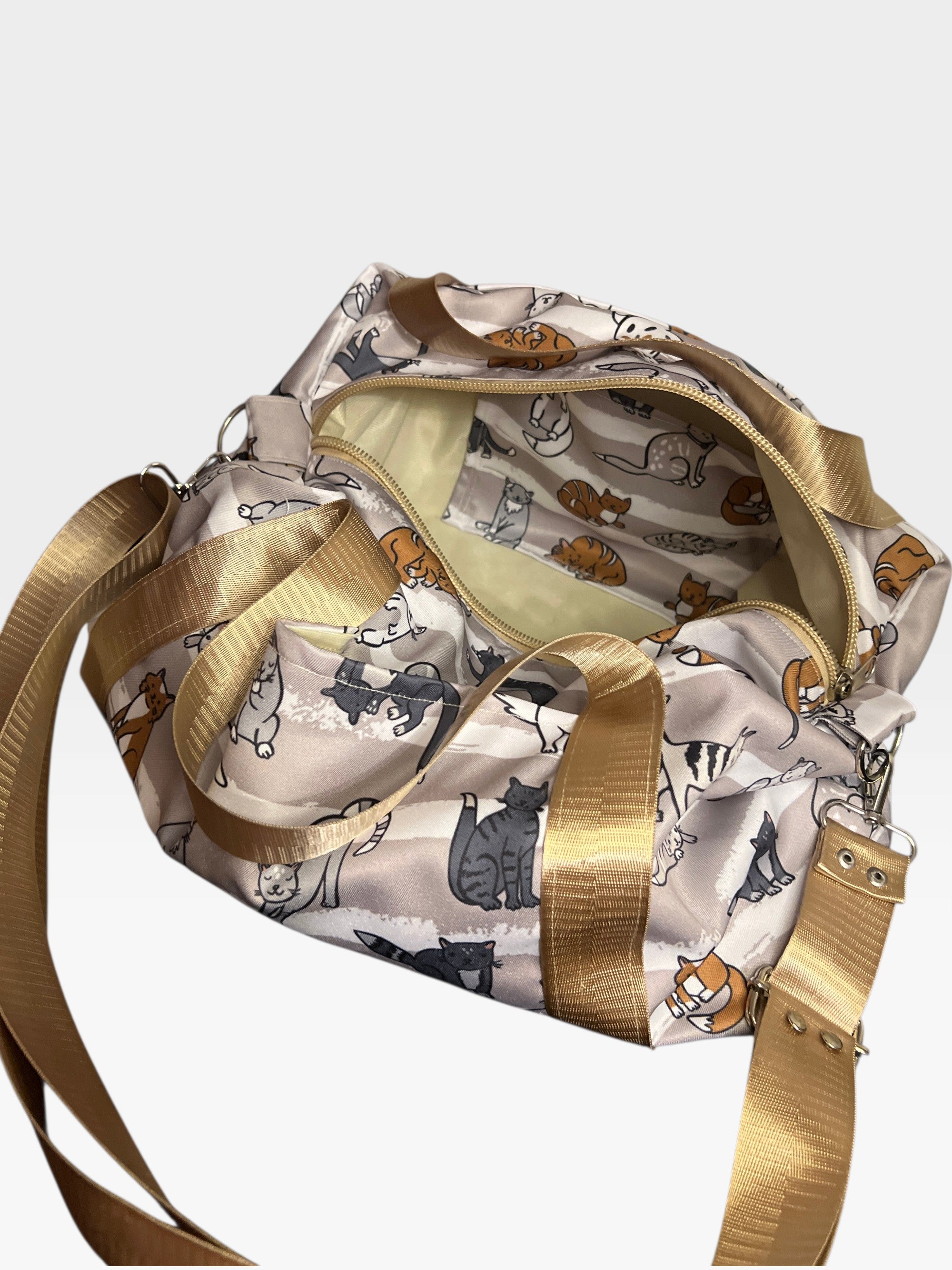 Whisker Weekend Duffle Bag - gold straps